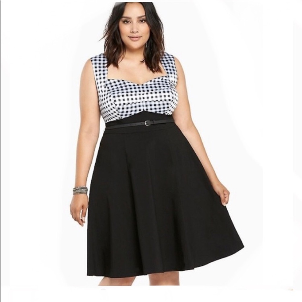 Torrid Black And White Gingham Swing Dress